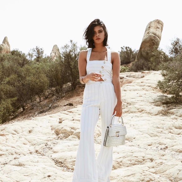 white flare pants set